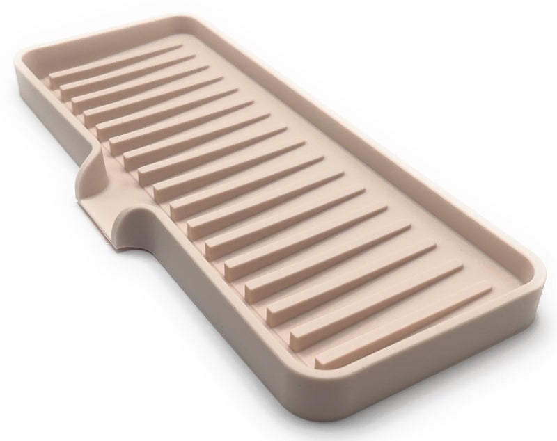 Happitasa Silicone Soap Dish Tray and Sponge Holder with Drain Chute | Bathroom and Kitchen Sink Organizer Caddy (Sand Dollar  9""x3.5""  5.6 Ounces) - Image 3